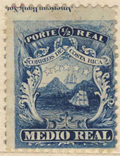 Stemma costaricano. Primo francobollo della Repubblica. Francobollo emesso nel 1862.
