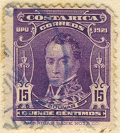Effige di Simon Bolivar. Francobollo emesso nel 1921.