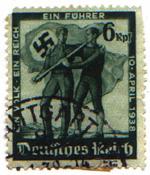 Unione tra Austria e Germania. Francobollo emesso nel 1938