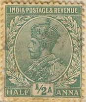 Impero delle Indie inglesi. Effige di Giorgio V. Francobollo emesso nel 1906.