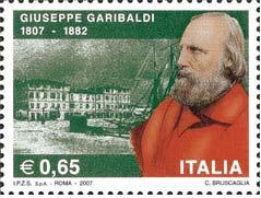 2º centenario della nascita di Giuseppe Garibaldi. Emesso dall'Italia nel 2007.