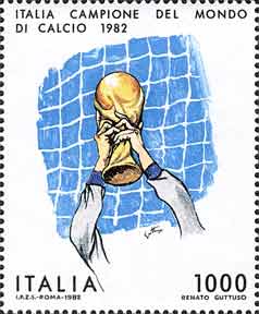 Italia campione del mondo di calcio. Emesso nel 1982.