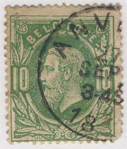 Effige di Re Leopoldo II. Francobollo emesso nel 1869