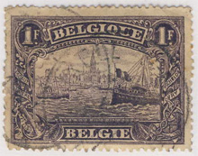 Complesso portuale di Anversa. Francobollo emesso nel 1915.