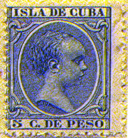 Effige di Alfonso XIII da bambino. Francobollo emesso nel 1890.