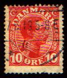 Effige di Cristiano X. Francobollo emesso nel 1913.