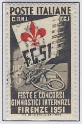 Feste e concorsi ginnici internazionali. Francobollo emesso nel 1951.