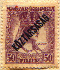 Effige della regina Zita. Francobollo emesso nel 1918, soprastampato 'Repubblica'.