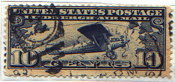 Il volo di Lindbergh. Francobollo emesso nel 1927.